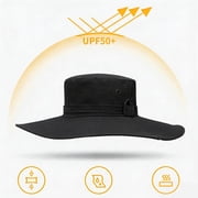 Cowin Sun Hat for Men Sun Protection Wide Brim Bucket Hat Waterproof Breathable Packable Boonie Hat for Fishing Black