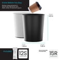 thumbnail image 7 of Home Zone Living 1.5 Gallon Round Open Top Wastebasket, Stainless Steel, Matte White and Matte Black, 2 Pack with Trash Bags, 7 of 7