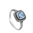 thumbnail image 4 of CHOOSE YOUR COLOR Simulated Aquamarine Square Bezel Oxidized Ring 925 Sterling Silver Band Blue CZ Female Size 7, 4 of 4