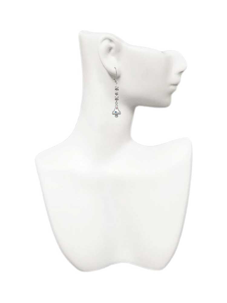 Silvertone 3-D Mushroom with Multicolored Crystals Crystal Madison Leverback Earrings