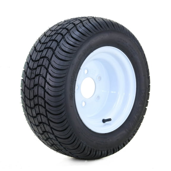 WANDA Golf Cart Tire Wheel Assembly 205/50-10 4-Ply with 5 Lugs on 4.5" PCD White Wheel Installed