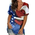 thumbnail image 2 of ibuvkizy Summer Tops for Women 2025!Independence Day Shirts for Women Fashion American Flag Tops Patriotic Crewneck Short Sleeve Print Tees,4th of July Shirt Red XXXXL, 2 of 5