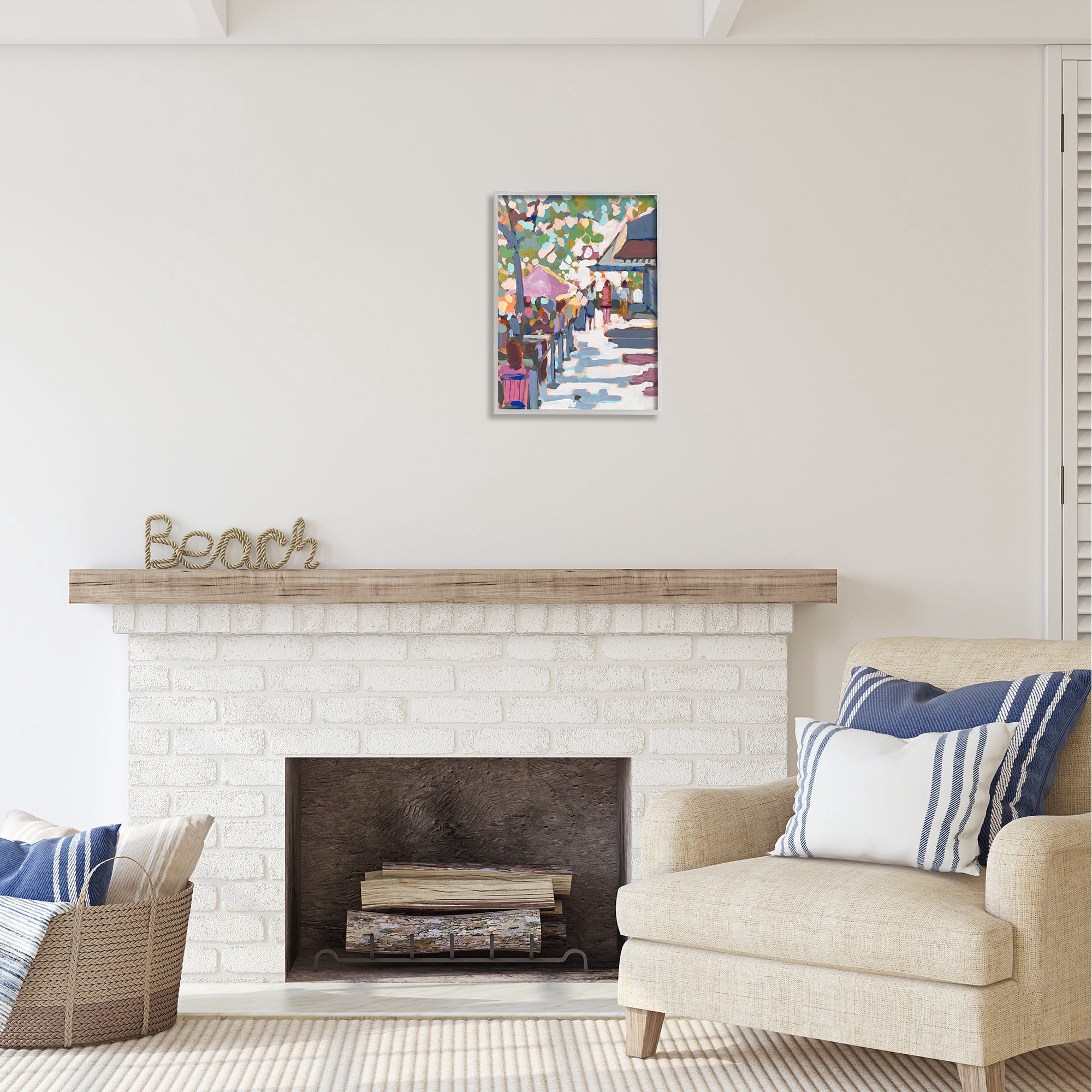 Stupell Industries Abstract City Market Abstract Painting Gray Framed Art Print Wall Art, 16 x 20
