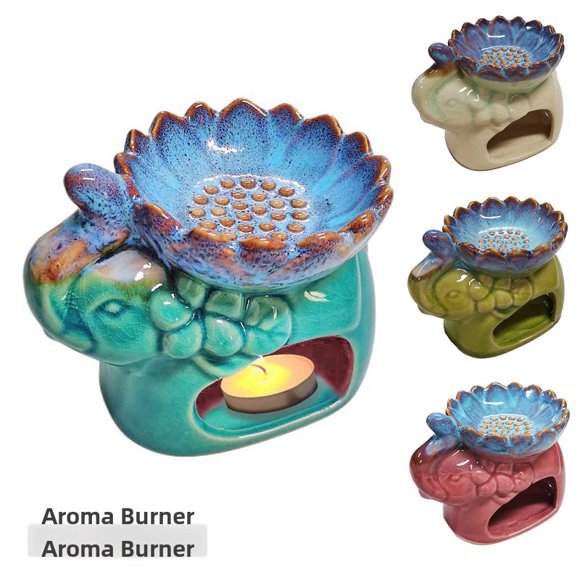 Luxe Lampe d'Aromathérapie en Céramique de Marque Premium avec Design d'Éléphant Craquelé en Lotus – Lot de 48 en Gros pour les Détaillants Mondiaux, Parfum Longue Durée de 1 à 4 Heures, Construction Durable de 370g pour Intérieur