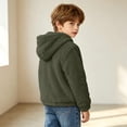 thumbnail image 6 of Lutiedan Boys Girls Sherpa Fleece Hoodie Kids Casual Fuzzy Sweatshirt Plush Winter Warm Hooded Pullover Tops Size 3-14,Army Green, 6 of 7