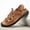 Yellow Brown, variant on Men's Summer Leather Sandals Breathable Casual Outdoor Shoes for Hiking, Beach, Walking, Adjustable Fit, Non-Slip Rugged Sole, Comfortable Large Sizes