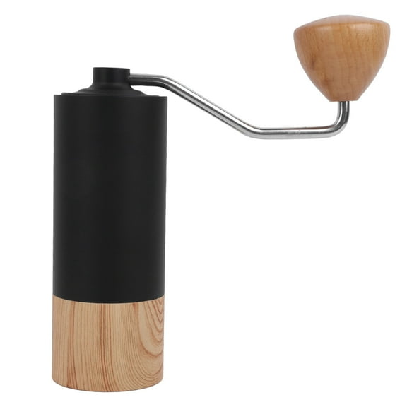 HQQGVVS Manual Coffee Grinder Stainless Steel Burr Mill Hand Grinding Machine with Adjustable SettingLight Wood Grain
