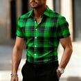 thumbnail image 2 of hlysgo Mens Plaid Button Down Shirts Short Sleeve Casual Summer Shirt Wrinkle Free Business Officewear Dress Shirts Green,XL, 2 of 5