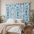 thumbnail image 3 of Blue Boho Tapestry for Bedroom Wall Hanging Tapestry, Ethnic Tribal Floral Abstract Art Aesthetics Ceiling Backdrop Tapestries Poster Blanket Wall Decor for Teens Room Living Room Dorm 59" x 79", 3 of 8