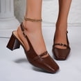thumbnail image 4 of Miluxas Slingback Heels Closed Square Toe Pumps Strappy Low Short Chunky Block Dress Shoes for Women Ladies Wedding Prom formal Heels Cute Dressy Thick Pumps Shoes Brown 5.5(36), 4 of 9