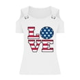 thumbnail image 3 of Tops de Hombro Frío para las Mujeres Día de la Independencia Impreso Fuera Del Hombro Blusa con Cuello en V, Fuera Del Hombro de las Mujeres, 3 of 4