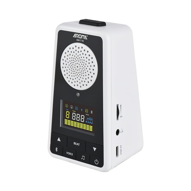 AROMA Metrónomo 2 en 1 Altavoz BT para guitarra Piano Tambor Violín Metrónomo digital recargable con voz