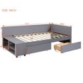 thumbnail image 2 of Harper & Bright Designs Wood L-Shaped Upholstered Daybed with Side Storage Shelf, Twin Size Velvet Sofa Bed with 2 Drawers for Bedroom, Gray, 2 of 15