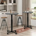 thumbnail image 3 of Round Cocktail Bar Table,Height-Adjustable Round Pub Table 23.8 Inches with Removable Wheel & Interchangeable Feet, Dual-Use for Kitchen, Coffee Bar, Pub,Home or Dining,Black, 3 of 7