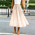 thumbnail image 6 of Tulle Skirts for Women Pleated Layered Tutu Skirt Ladies Elegant Flowy Long Skirts Casual Pleated a-Line Maxi Skirt High Waisted Flowy Skirts Elegantes Bridesmaid Wedding Midi Skirt Beige L, 6 of 6