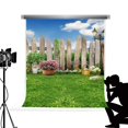 thumbnail image 1 of BSDHOME Polyester Green Grass Photo Backdrop Flowers Fence Meadow Background Photocall for Spring Kids Studio Photography 5x7ft, 1 of 4