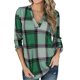 thumbnail image 1 of Pntutb moda mujer estampado a cuadros manga larga transpirable cuello en V camisa blusa tops Pntutb Pntutb-1425, 1 of 6