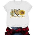 thumbnail image 4 of Lilgiuy Discount Women Peace Love Sunshine Letter Shirt Summer Short Sleeve Top Sunflower Print Casual Crewneck T-Shirt Soft Blouse Tee, 4 of 6
