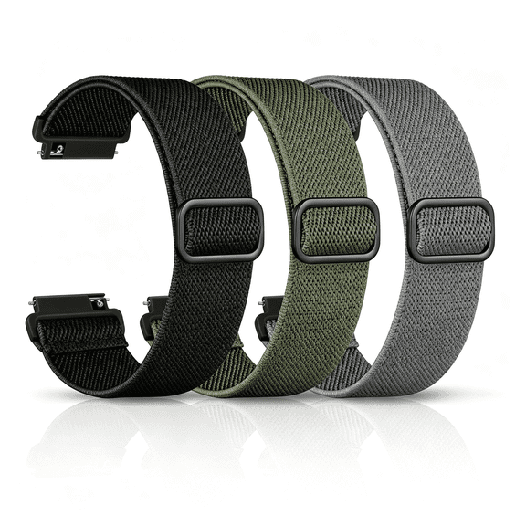 DESIGNICE 3 Pack Nylon Watch Bands Compatible with 16Mm 18Mm 20Mm 22Mm Quick Release Watch Band, Adjustable Soft Stretchy Solo Loop Strap Elastic Braided Relacement Wristband for Men Women