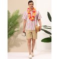 thumbnail image 3 of Lars Amadeus Camisas a rayas de verano para hombre, manga corta, casual, con botones, camisa de playa hawaiana blanco rojo XXL Unique Bargains Camisas, 3 of 6