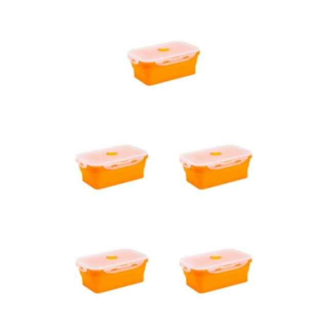 Guardoinrt Sealed Preservation Box Food Fresh And Secure With Silicone Lunch Container orange 1200ml 5Set