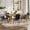WoodGray, variant on KATBOC 71" Wood MDF Splicing Dining Table Set with 6 Faux Leather Dining Chairs, X-Shaped Metal Frame, Seats 6-8 for Kitchen & Dining Room