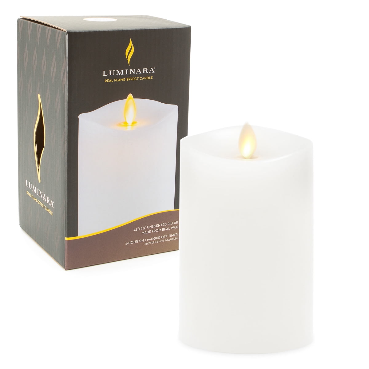 Luminara Flameless LED Light Pillar Candle, Flickering Real Flame