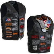 Diamond Plate Buffalo Leather Motorcycle Vests for Men - Extra Large