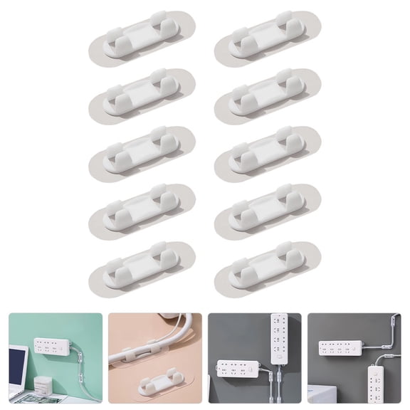 OFFIGAM 10-Pack White Plastic Cable Organizers for Appliance Cord Management and Wire Tidy Solutions