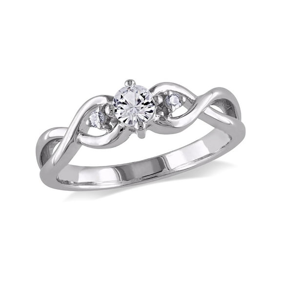 1/3 Carat (Ctw) Lab-Created White Sapphire Infinity Ring with Diamonds in Sterling Silver for Women