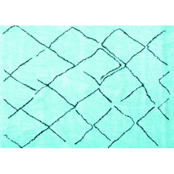 Ahgly Company Indoor Rectangle Persian Turquoise Blue Traditional Area Rugs, 8' x 10'