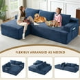 thumbnail image 3 of Aukfa 95" Cloud Sectional Sofa Boneless Couch Modular Sofa Bed for Living Room, 2 Side Pockets, Left Chaise, Blue, 3 of 9