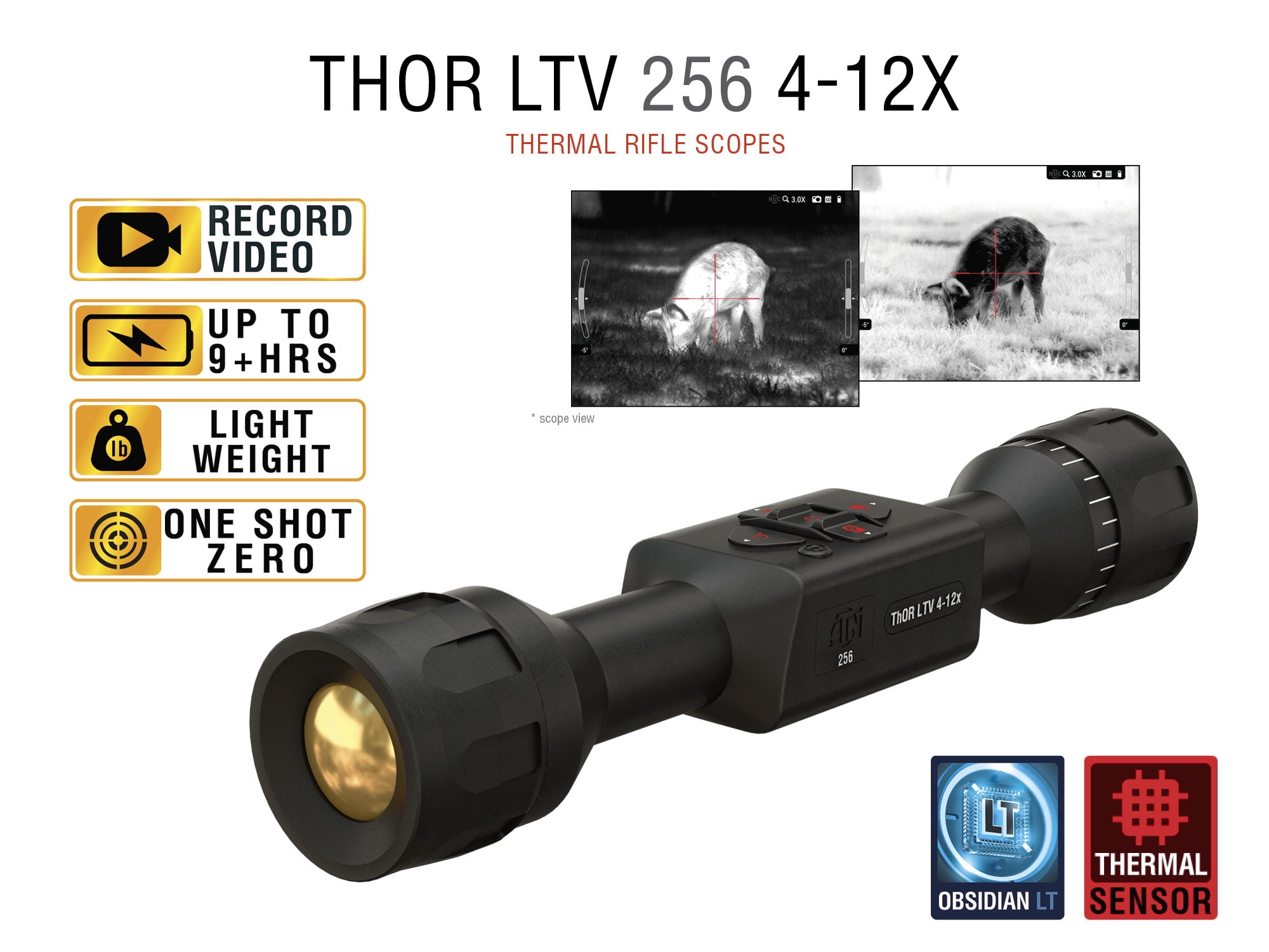 ATN Thor LTV 4-12x, 256x192 Thermal Scope Free Gift Thermal Target + SD card