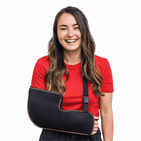 Arm Sling Shoulder Injury Immobilizer | Foam & Polyster Fabric Arm Sling Pouch | Wrist Elbow Support Brace | Left or Right Arm Elbow Support (Black_L) 1 Piece