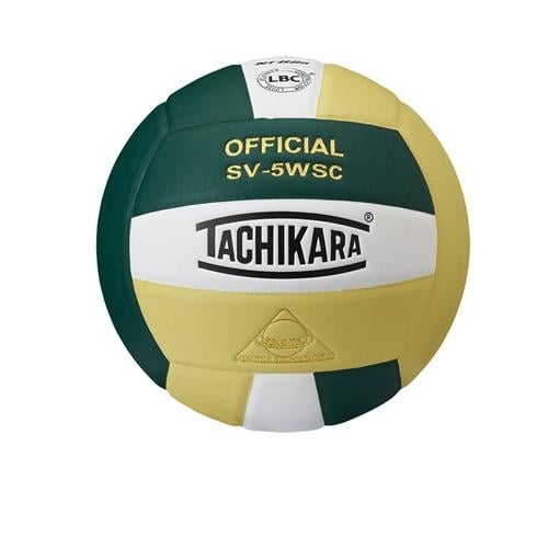 Tachikara Indoor Volleyball SensiTec, Dark Green/White/Vintage Gold