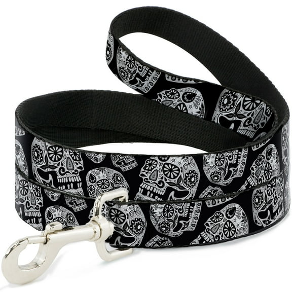 Thaneeya McArdle Pet Leash, Dog Leash, The Dust of Living II Sugar Skulls Black White, 4 Feet Long 1.0 Inch Wide
