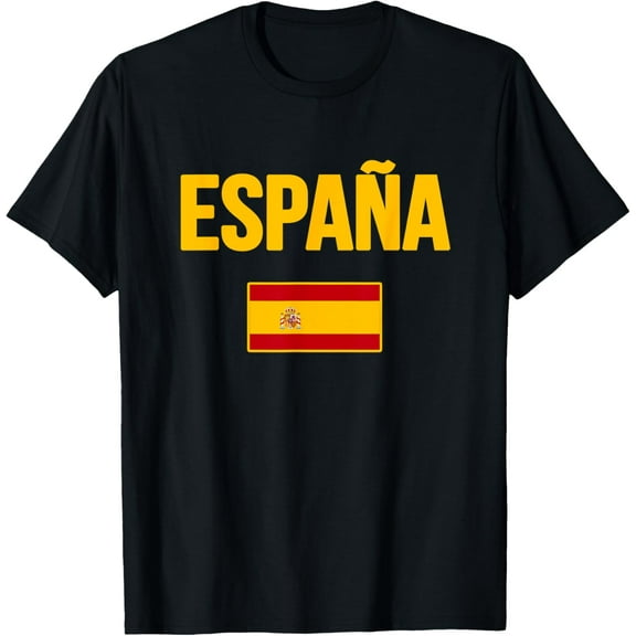Spain Spanish Flag Espana Souvenir T-ShirtMen and women, Black T-shirt, size: Extra large