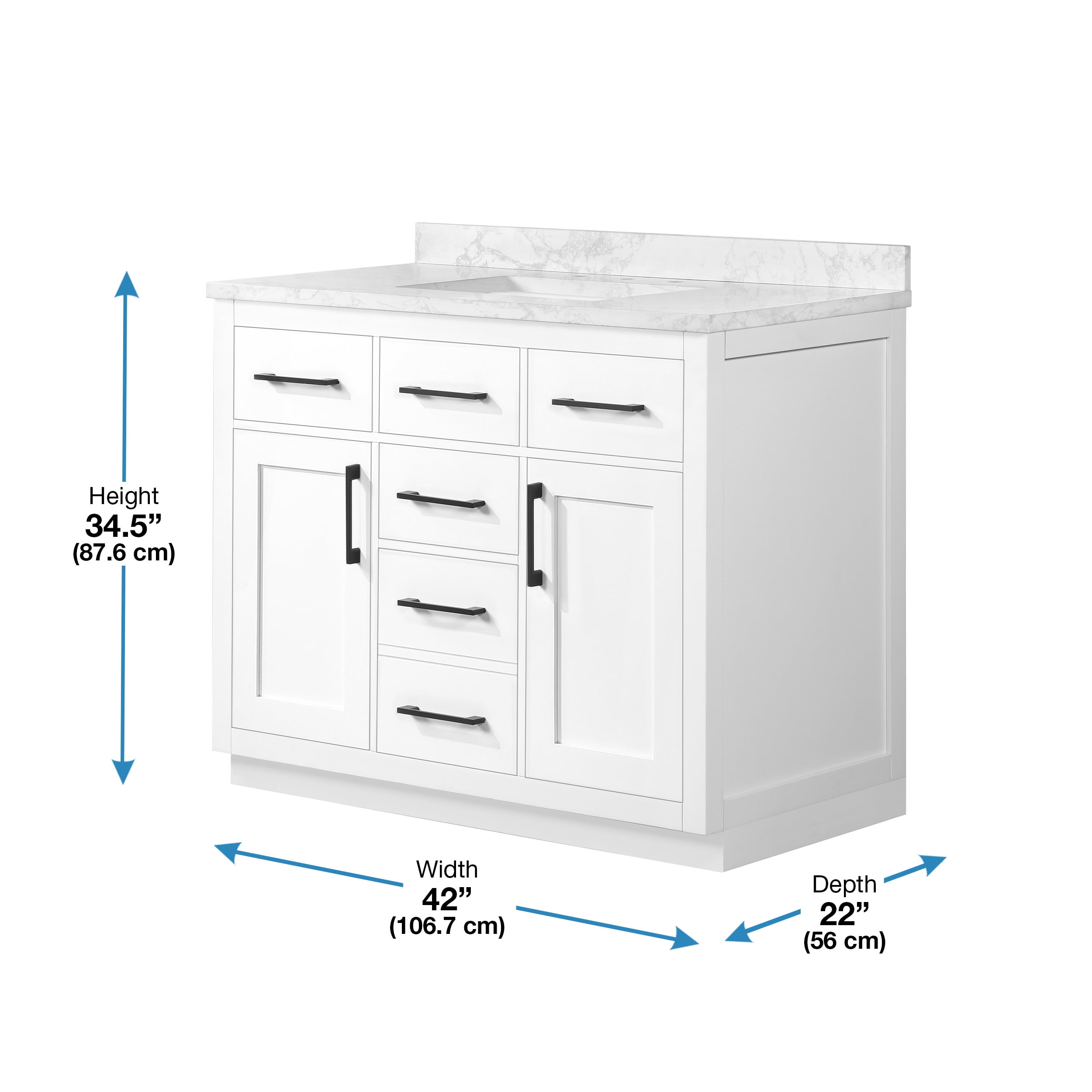 Ove Decors Athea 42 W x 22" D Freestanding Bathroom Vanity with Double Sink, Pure White
