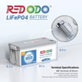 thumbnail image 2 of Redodo 12.8V 200Ah Plus Lithium LiFePO4 Battery with 200A BMS, 4000+ Deep Cycles, Max 2560W Power Output, UL&FCC Certificates, 10-Year Lifetime, Perfect for RV, Solar, Off-Grid, etc., 2 of 7