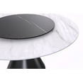 thumbnail image 4 of LeisureMod Qorvus Mid-Century Modern Round Dining Table with 60" Sintered Stone Top and Black/Gold Pedestal Base for Dining Room and Kitchen (White), 4 of 6