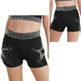 thumbnail image 6 of Hansber Kids Girls Dance Gymnastics Shorts Shiny Rhinestones Elastic Waistband Yoga Tennis Shorts Hot Pants Black 8, 6 of 7
