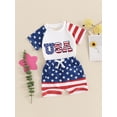 thumbnail image 6 of Baby Boys Shorts Set, Short Sleeve Letters Print T-shirt with Stars Stripes Shorts Summer Outfit for 4th of July, 6 of 10