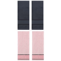 Unique Bargains 4 Pcs Cotton Soft Striped Hand Towel Dark Grey/Pink 14" x 30"/13" x 29"