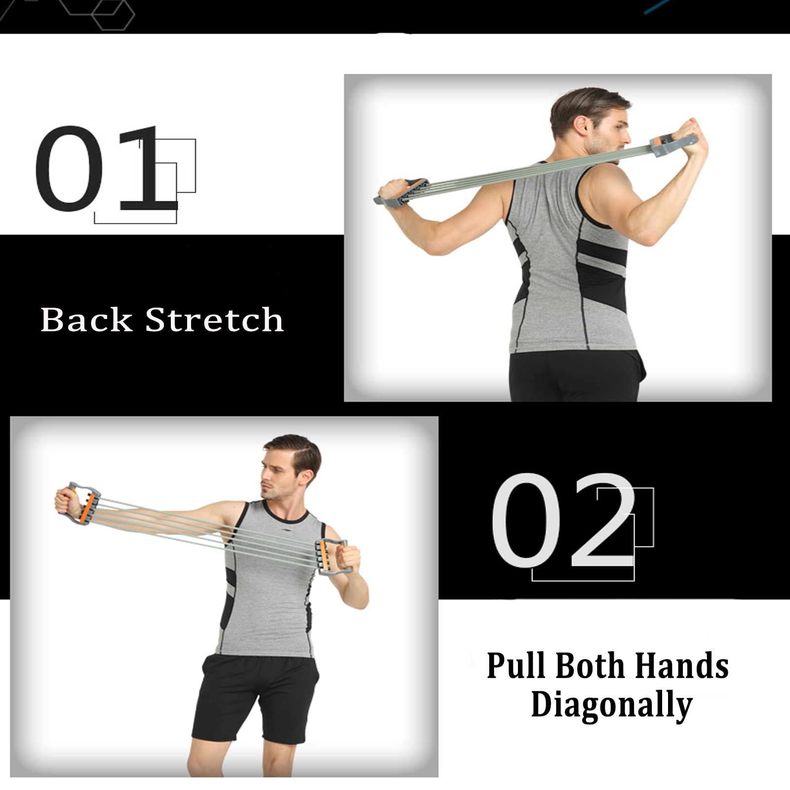 Ueasy Chest Expander Puller Fitness Resistance Bands Adjustable Pull Strength Muscle Exerciser with 5 Tubes for Home Fitness Muscle Training