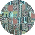 thumbnail image 1 of Ahgly Company Indoor Round Patchwork Light Blue Transitional Area Rugs, 7' Round, 1 of 4
