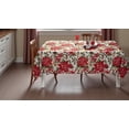 thumbnail image 5 of Serafina Home Poinsettia Christmas Fabric Tablecloth: Festive Holiday Floral Holly Berry Pinecone Design (60"x 104" inch), 5 of 5