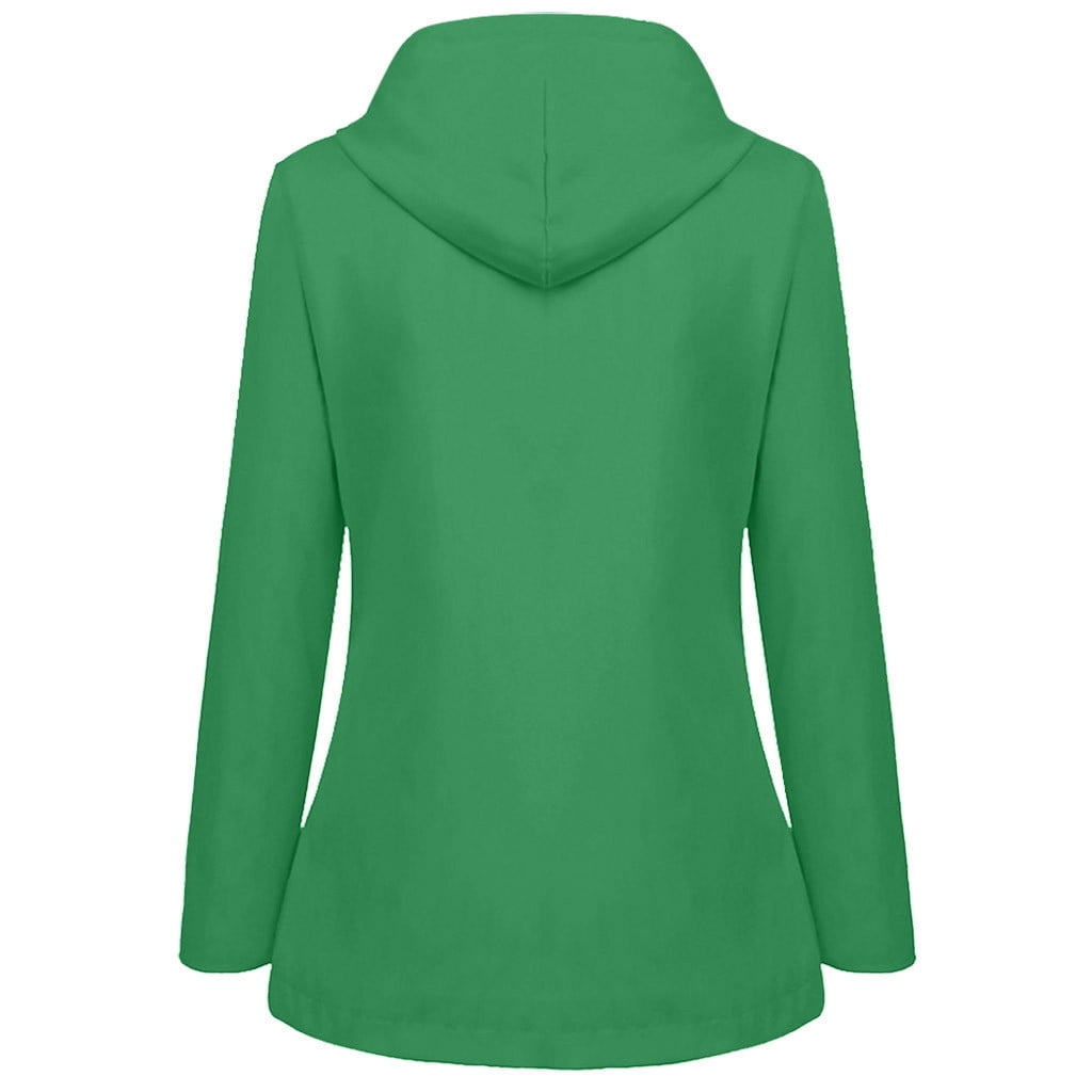 Womens Plus Size Zipper Up Jackets with Hooded Pockets S-5X Casual Waterproof Raincoats Solid Stripe Lined Long Sleeve Outerwear Coats