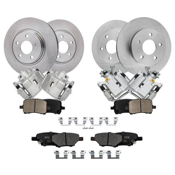 Detroit Axle - Brake Kit for Chevy Malibu Pontiac G6 Saturn Aura Brakes Rotors Brake Calipers 2004-2010 2012 2013 2014 Ceramic Brake Pads Front & Rear Replacement