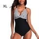 thumbnail image 5 of Eigraketly Traje de baño a rayas para mujer, 1 pieza, cuello en V, correa ajustable para el hombro, trajes de baño, ropa de playa sin espalda, Traje de baño SG, 5 of 6