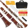 Lazarro 150-BR B-Flat Bb Clarinet Brown-Silver Keys with Case, 11 Reeds, Care Kit and Many Extras